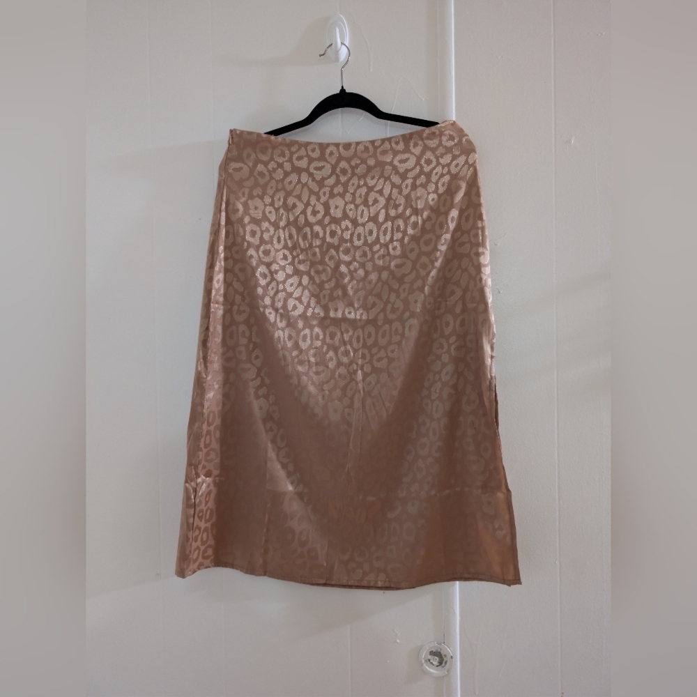 SHEIN Light Pink/ Rose gold Dusty Pink Leopard A-Line Skirt